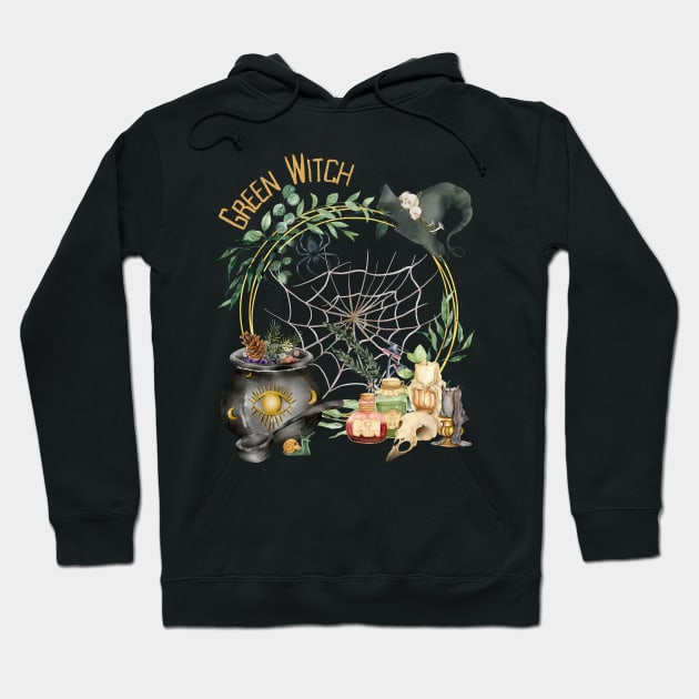 Green Witch Aesthetic Hoodie by Artistic Oddities